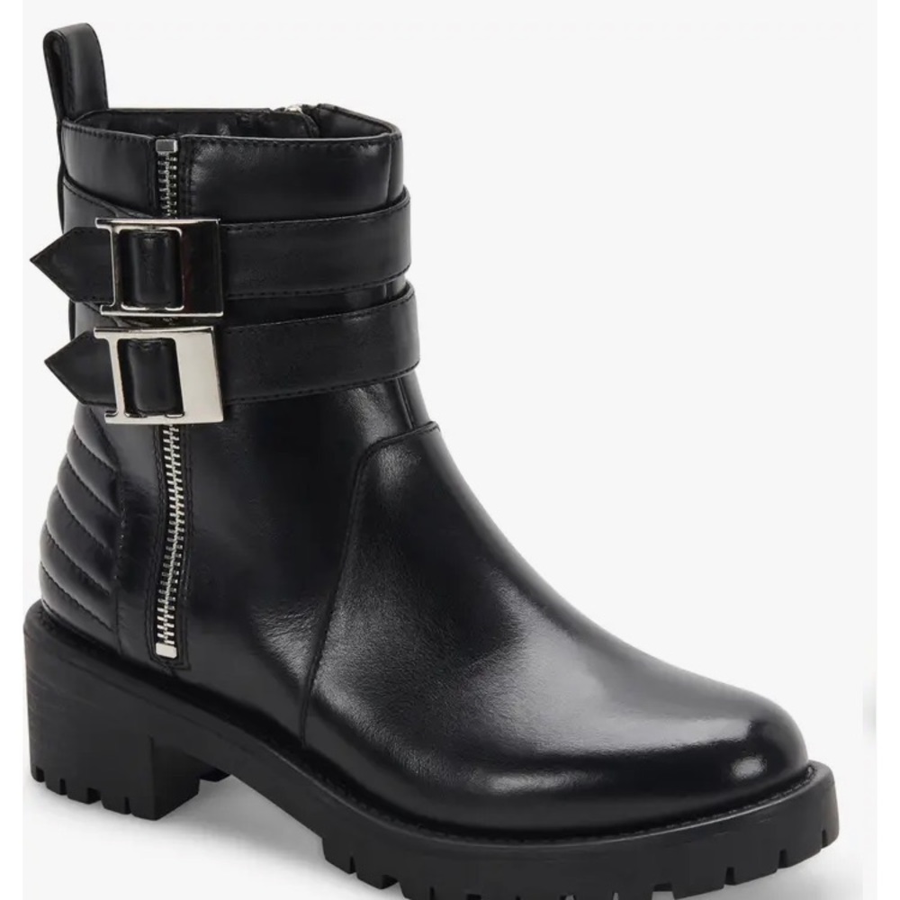 Blondo Mabel waterproof double buckle boot, black leather size 9